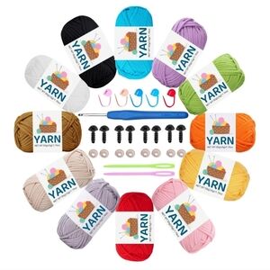 Colorful Yarn and Crochet Hook Set